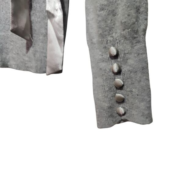 Lucy & Laurel Women's Sz XL Grey Wrap Sweater Satin Bow Angora Lambswool Blend - Picture 4 of 5